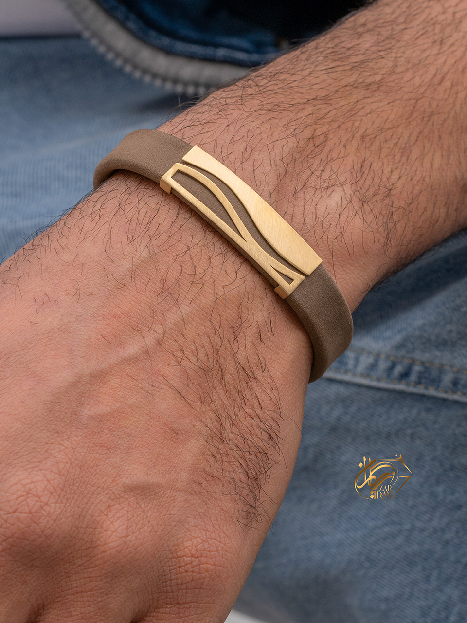 دستبند چرم ریلی موج عرض 12 