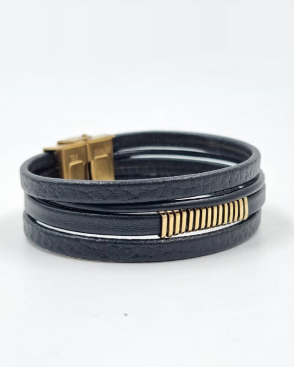 دستبند چرم دوبل ریلی شونه ای