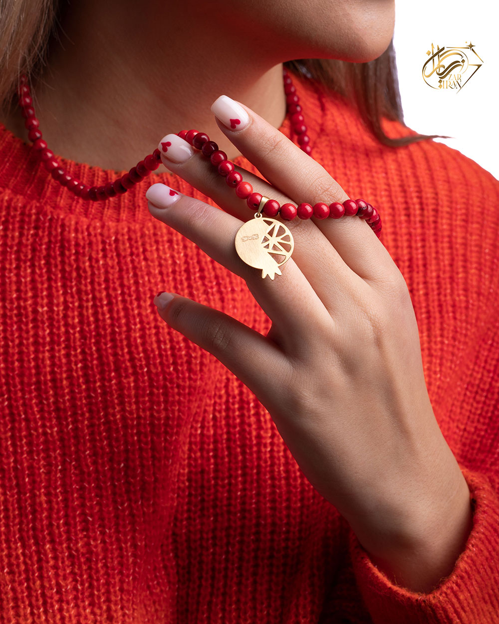 گردنبند عقیق انار-2