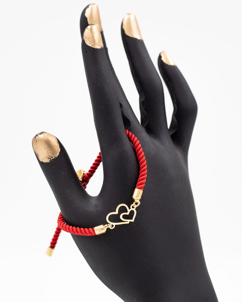 دستبند مینیمال طنابی دو قلب