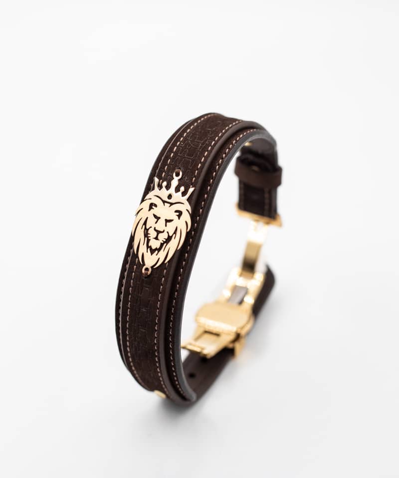 دستبند چرم طرح  شیر