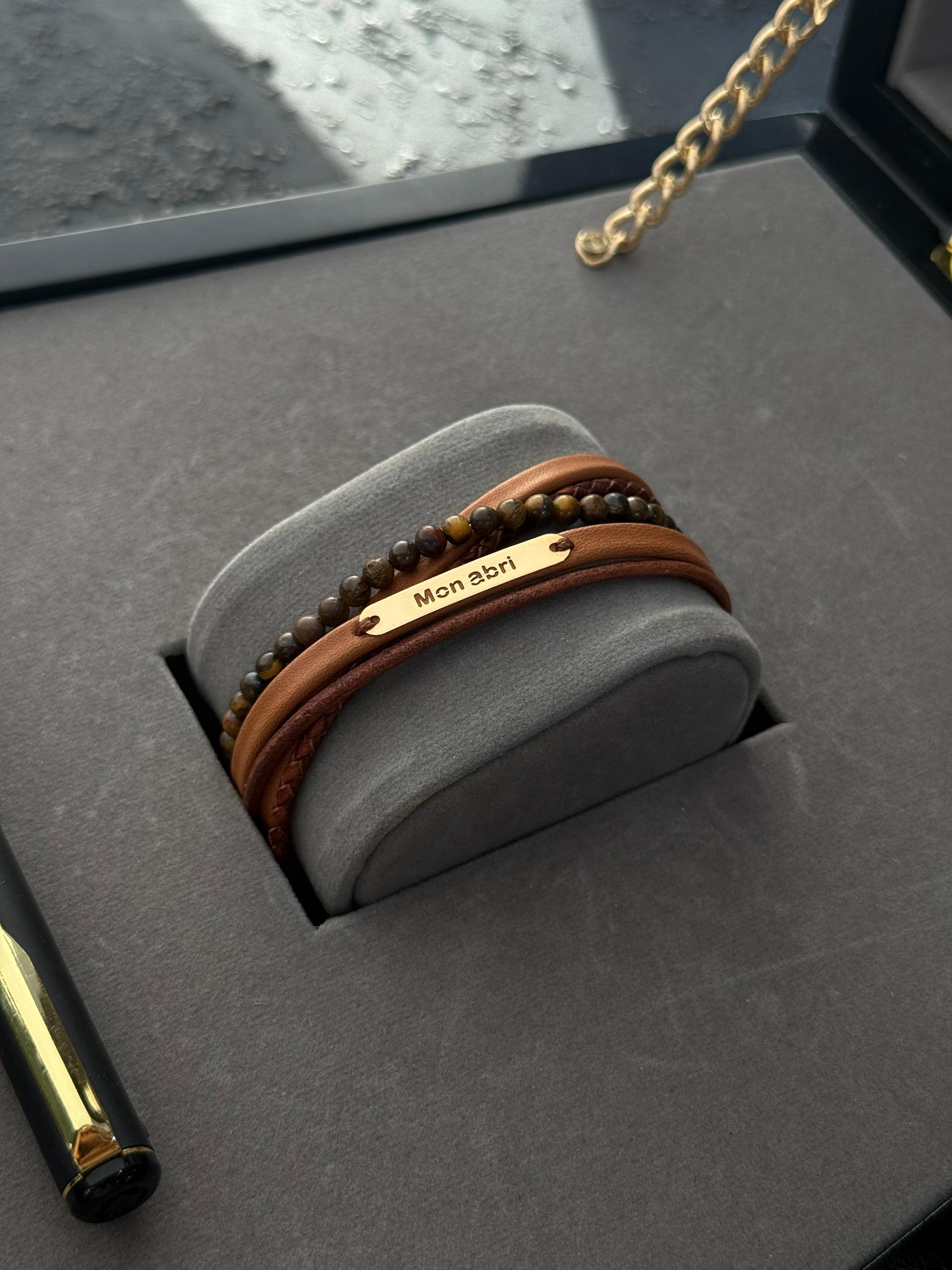 دستبند چرم ضربدری mon abri