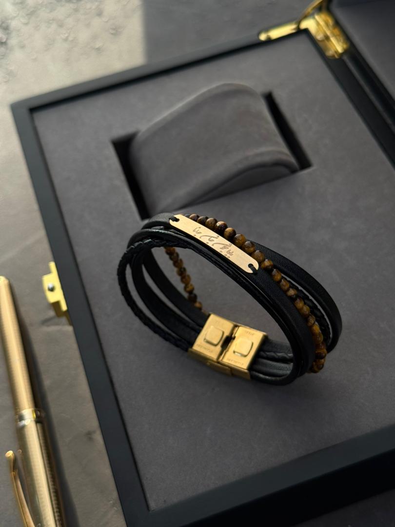 دستبند چرم نوشته بابا جون جان جانا