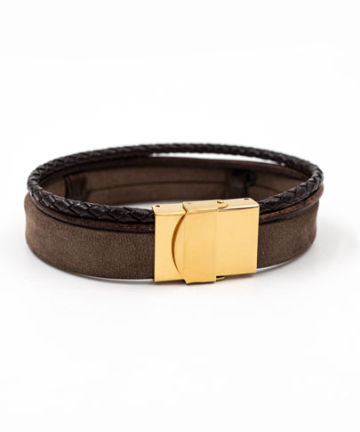 دستبند چرم لبتا، بافت و چرم لوله ای D102