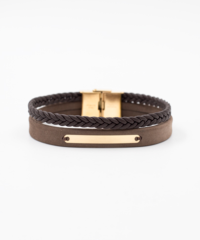 دستبند چرم لبتا plate بیضی، بافت پهن