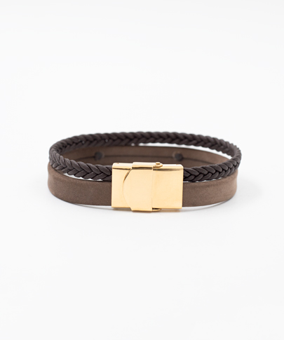 دستبند چرم لبتا plate بیضی، بافت پهن-2