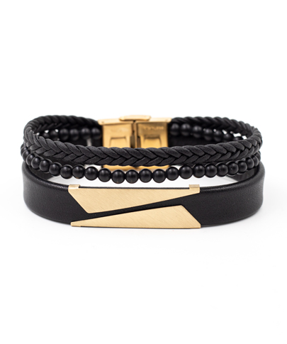 دستبند چرم لبتا ریلی، سنگ اونیکس، بافت پهن