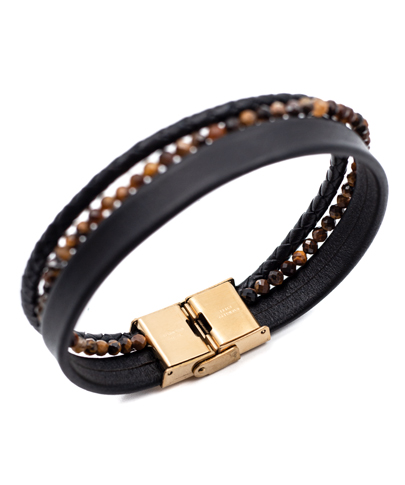 دستبند چرم و سنگ بافت