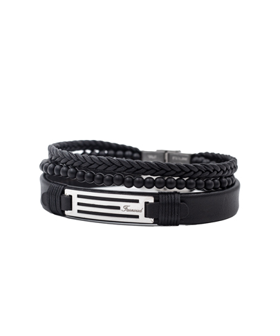 دستبند چرم و سنگ و بافت D103