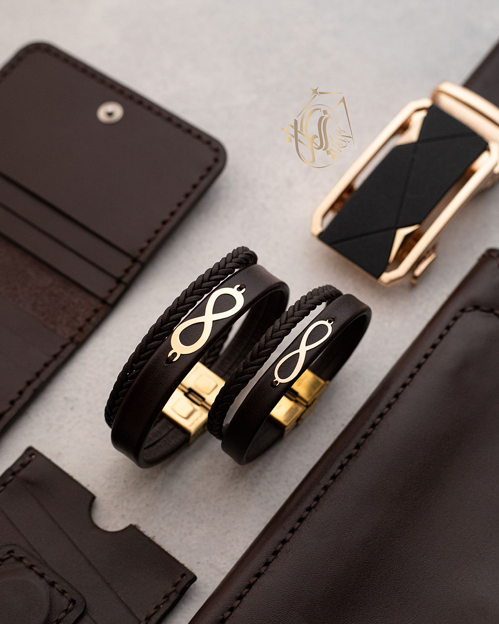 دستبند چرم طرح بی نهایت مردانه