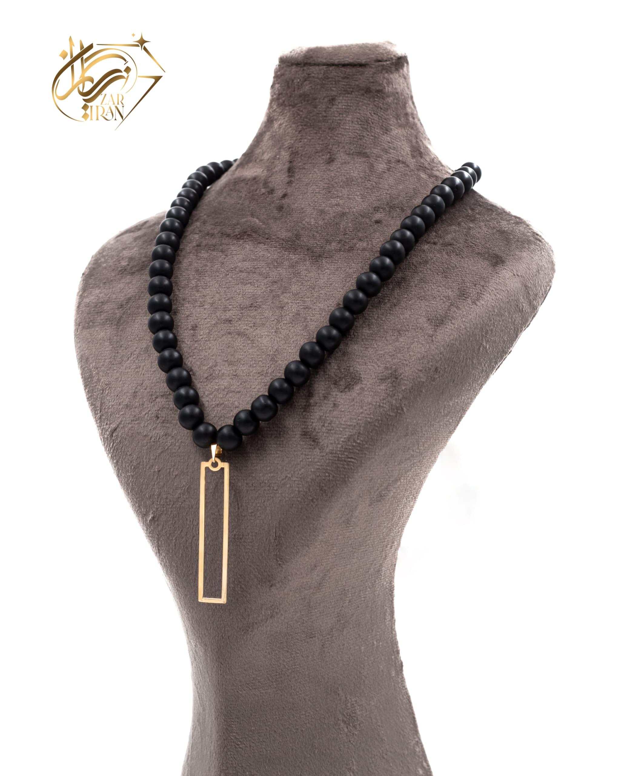 گردنبند مستطیلی اونیکس مات